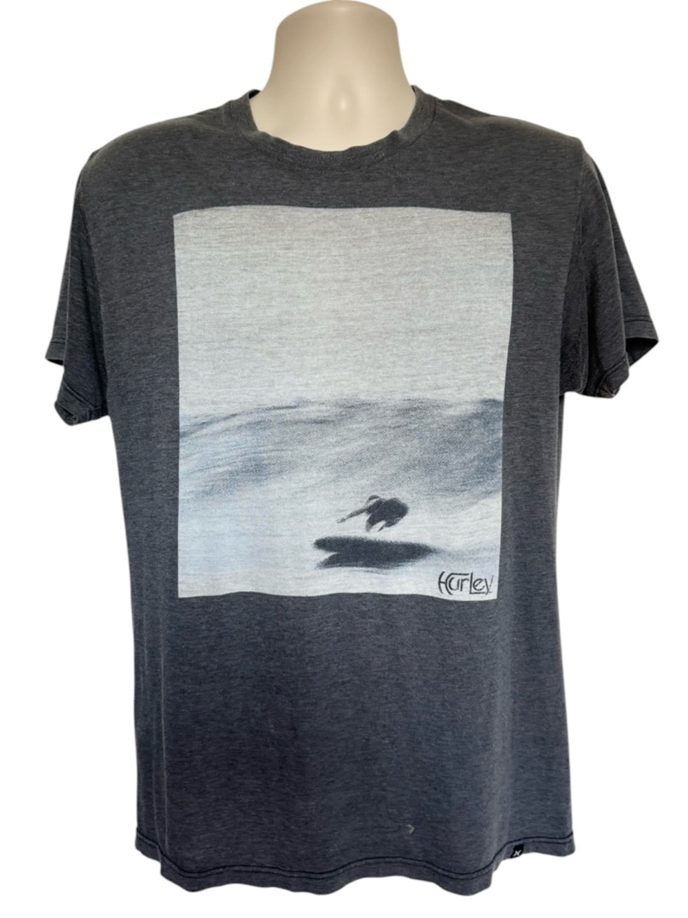 Hurley Surfer Tee Gray Grunge Beater FLAWS Sz M